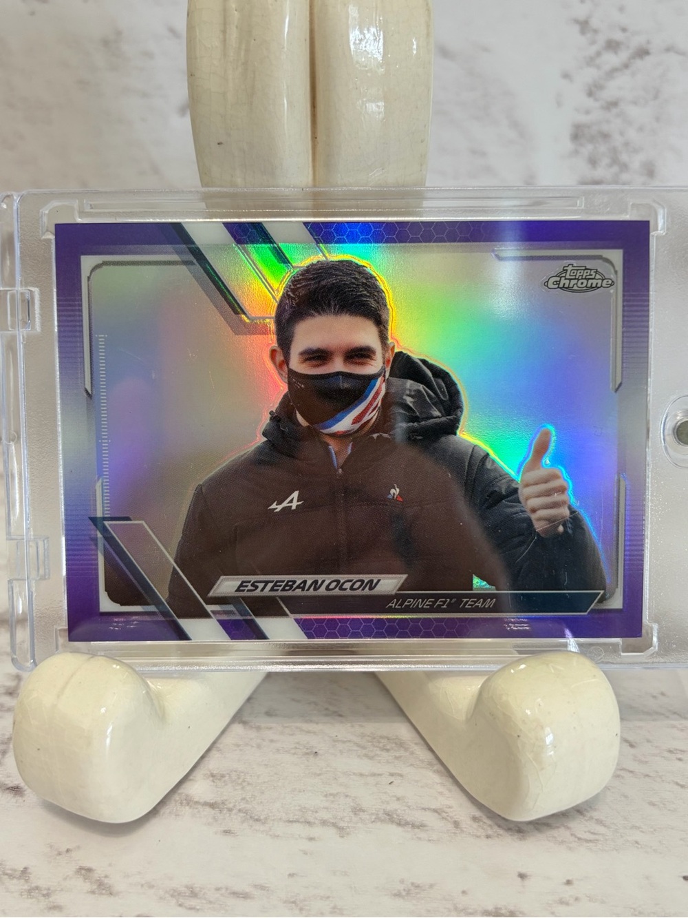 Topps Chrome Esteban Ocon Purple Holographic Trading Card